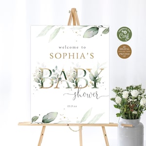 Greenery Welcome Baby Shower Sign | Eucalyptus Baby Shower Welcome Sign | Instant Digital or Printed