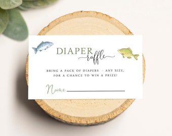 Fishing Diaper Raffle Insert Card | Fisherman Baby Shower Insert | Editable Instant Digital or Printed | BA-20123