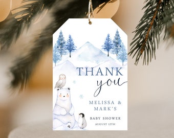 Winter Animal Baby Shower Favor Tags | Baby it's Cold Outside Evergreen Baby Shower Party Favor Tag | Instant Digital or Printed