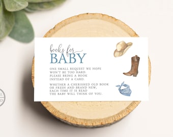 Cowboy Book Request Insert, Books for Baby, Babies Library Insert, Editable Instant Digital or Printed, BA-11023