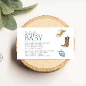 Cowboy Book Request Insert, Books for Baby, Babies Library Insert, Editable Instant Digital or Printed, BA-11023