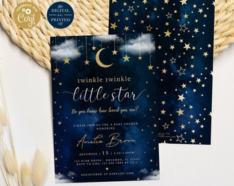 Twinkle Little Star Baby Shower Invitation | Editable Instant Digital or Printed