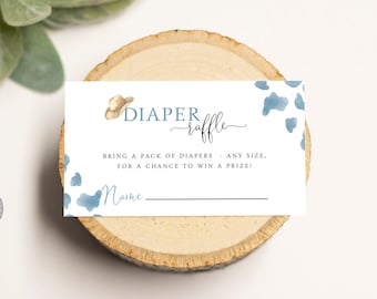 Cowboy Diaper Raffle Insert Card, Wild West Baby Shower Insert, Editable Instant Digital or Printed, BA-11023