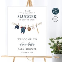 Banner In Tessuto Per Baseball Baby Shower - "A Little Slugger Is On The Way" - Sfondo Per Foto E Decorazioni Parete 1,5x1 M