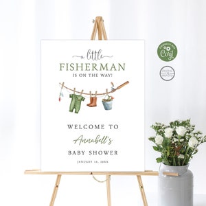 Fishing Baby Shower Welcome Sign | Instant Editable Digital or Printed | BA-20123
