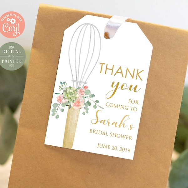 Whisked Away Favor Tags | Kitchen Bridal Shower Favor Tag | Whisk | Instant Digital or Printed