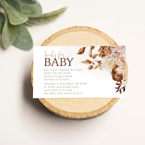 Autumn Floral Book Request Insert | Books for Baby | Babies Library Insert | Printed or Digital, BA51622