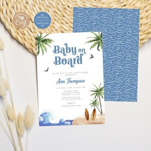 Baby on Board Baby Shower Invitation | Surf Beach Baby Shower Invite | Instant Editable Digital or Printed