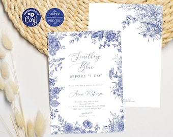 Something Blue Before I Do Bridal Shower Invitation | Blue Floral Bridal Shower Invite | Instant Digital or Printed | BR-31323