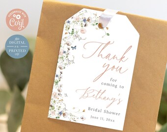 Wildflower Favor Tags, Editable Instant Digital or Printed, BR-5323