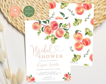 Peach Bridal Shower Invitation, Instant Editable Digital or Printed