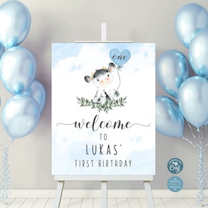 Cow Welcome Birthday Sign | Holy Cow 1st Birthday Welcome Sign | Instant Digital or Printed