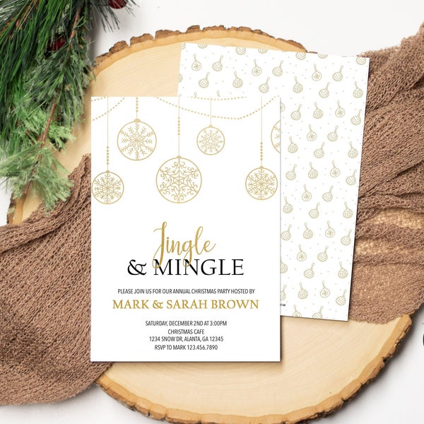 Jingle and Mingle Christmas Party Invitation | Holiday Party Invite | Instant Digital or Printed