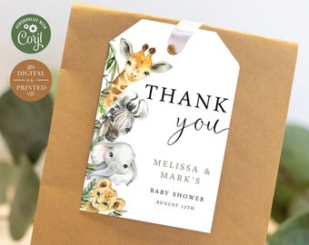 Safari Wild One Baby Shower Favor Tags | Jungle Party Favor Tag | Instant Digital or Printed | BA-52623