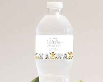 Safari Water Bottle Label | Tropical Jungle Water Bottle Sticker | Instant Editable Digital or Printed | BA-52623