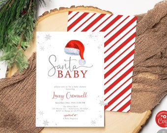 Santa Baby Shower Invitation Template | Christmas Baby Shower Invite | Instant Digital or Printed