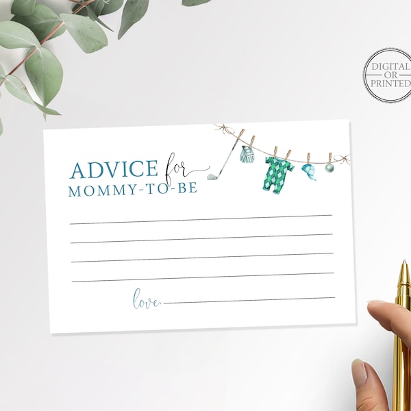 Golfing Advice Cards, Little Putter Baby Shower Advice Cards, 4x6 Cards, Editable Instant Digital or Printed, BA-62823
