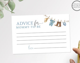 Cowboy Baby Shower Advice Cards, 4x6 Editable Instant Digital or Printed, BA-11023