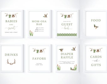 Hunting Baby Shower Sign Package, 8x10, Editable Instant Download