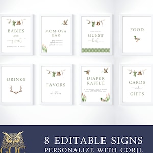 Jagd-Babyparty-Zeichen-Paket, 8x10, bearbeitbarer Sofort-Download BA-71623