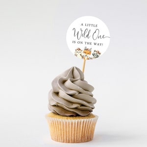 Floral Boho Woodland Baby Shower Cupcake Toppers, Forest Animals Party Decor, Printed or Instant Digital, BA-11223