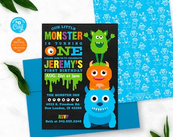 Monster Birthday Invitation Editable Template | Instant Digital or Printed