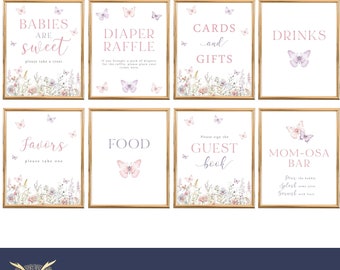 Schmetterling-Babyparty-Zeichen-Paket, 8x10, bearbeitbarer Sofort-Download, BA52824