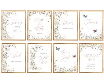 Wildflower Floral Bridal Shower Sign Package, 8x10 Editable, BR-5323