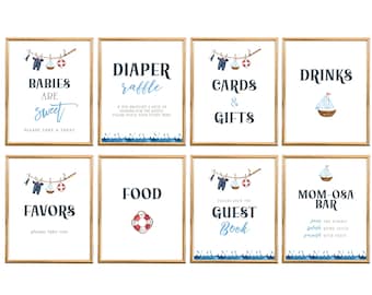 Ahoy Baby Shower Sign Package, 8x10, Editable Instant Download, BA-42723