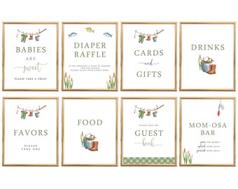 Fishing Baby Shower Sign Package | 8x10 | Editable Instant Download | BA-20123