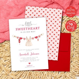 Valentines Baby Shower Invitation, Sweetheart Baby Shower Invite, Printed or Editable Instant Digital, BA121223