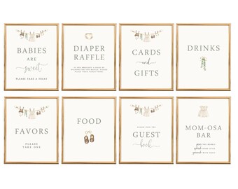 Boho Baby Girl Baby Shower Sign Package, 8x10, Editable Instant Download, BA82023