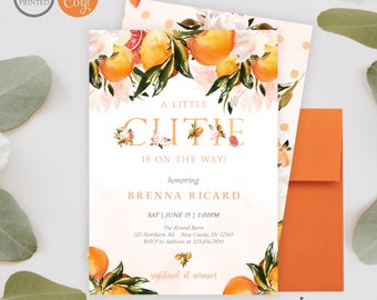 Floral Little Cutie Baby Shower Invitation | Editable Digital Template or Printed