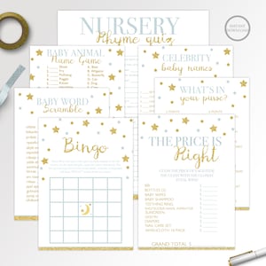 Instant Download Twinkle Twinkle Little Star Gold Glitter Baby Shower Games Package
