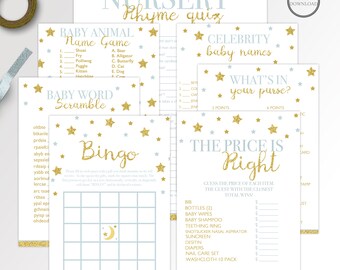 Instant Download Twinkle Twinkle Little Star Gold Glitter Baby Shower Games Package