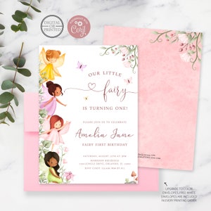 Fairy Birthday Invitation | Fairy Garden First Birthday Party Invitation | Instant Editable | Printed or Digital