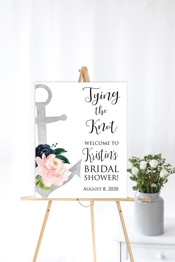 Nautical Welcome Bridal Shower Sign | Tying the Knot Bridal Shower Welcome Sign | Printed or Digital Il_570xn