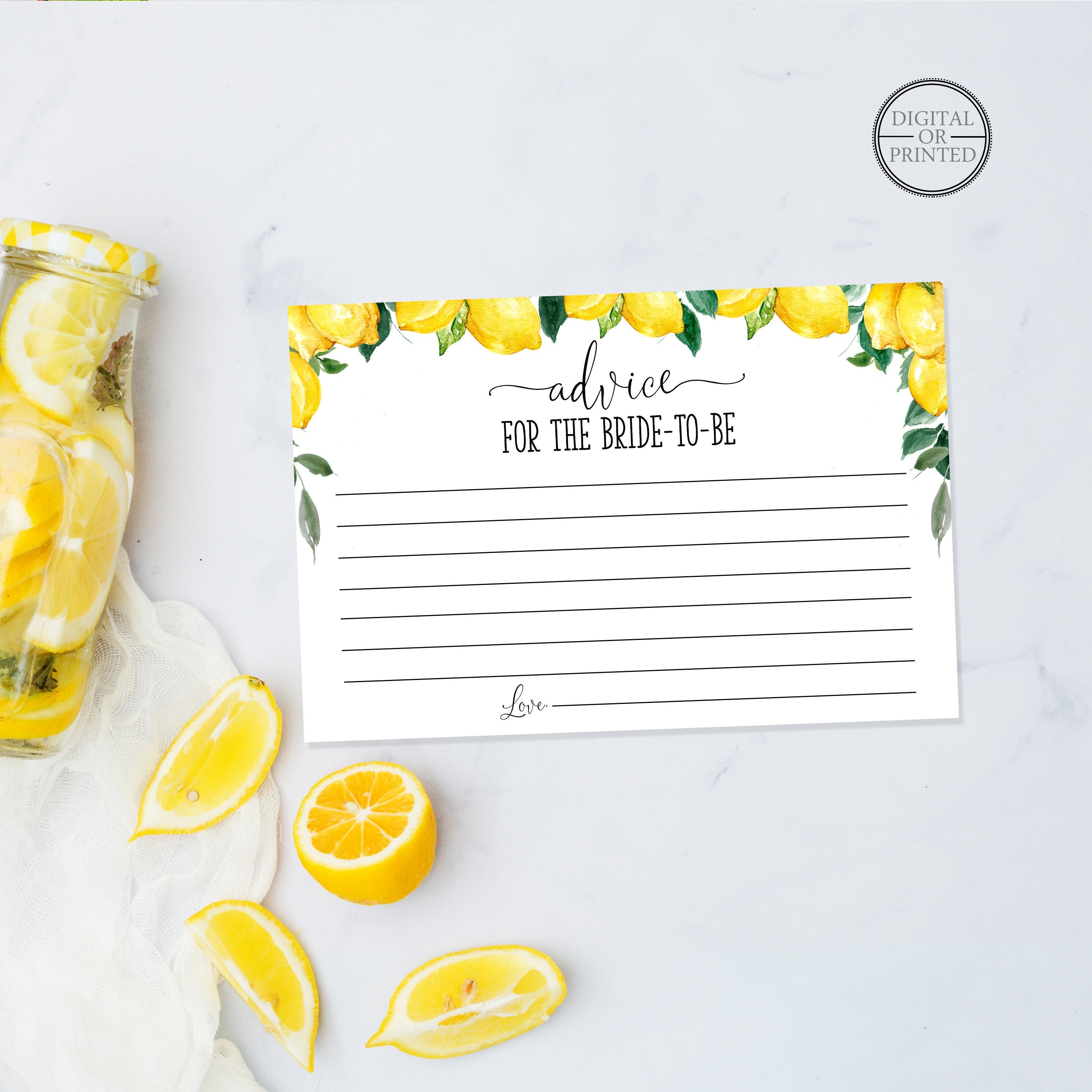 Lemon Bridal Shower Advice Cards