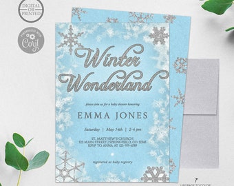 Winter Wonderland Baby Shower Invitations, Winter Baby Shower Invitations, Winter Wonderland Invitations, Winter Themed, Christmas Themed