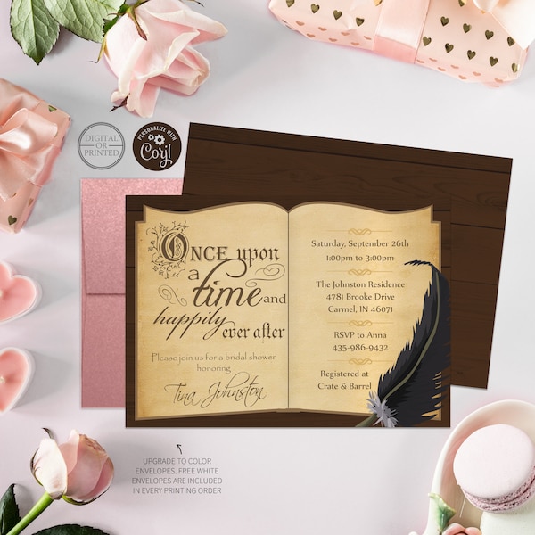 Story Book Bridal Invitation | Once Upon a Time Invitation |  Book Themed Bridal Shower Invitation | Fairy Tale | Digital or Printed