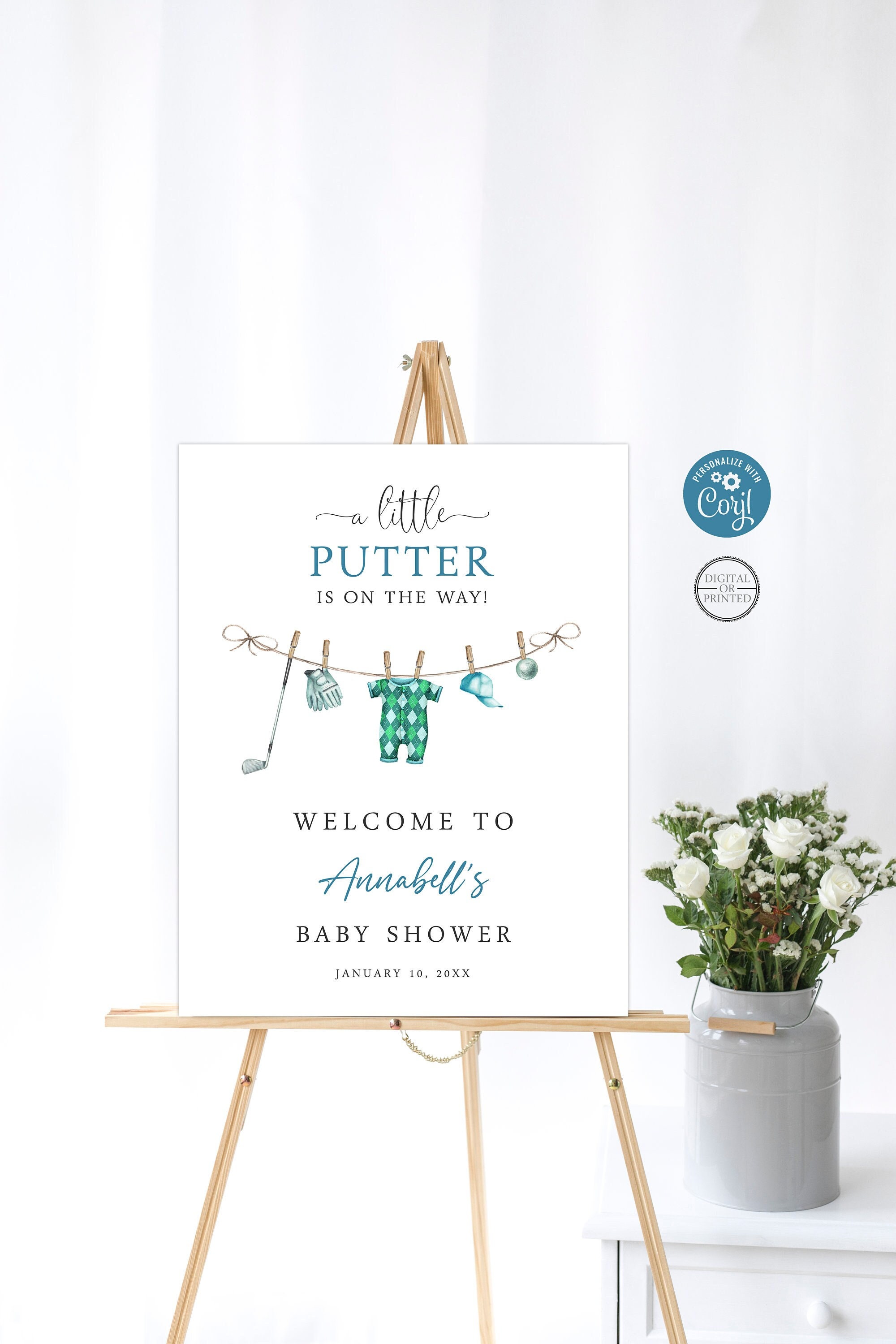 Banner „A Little Putter Is On The Way“ – Süßes Banner Für Baby- Oder Golf-Enthusiasten