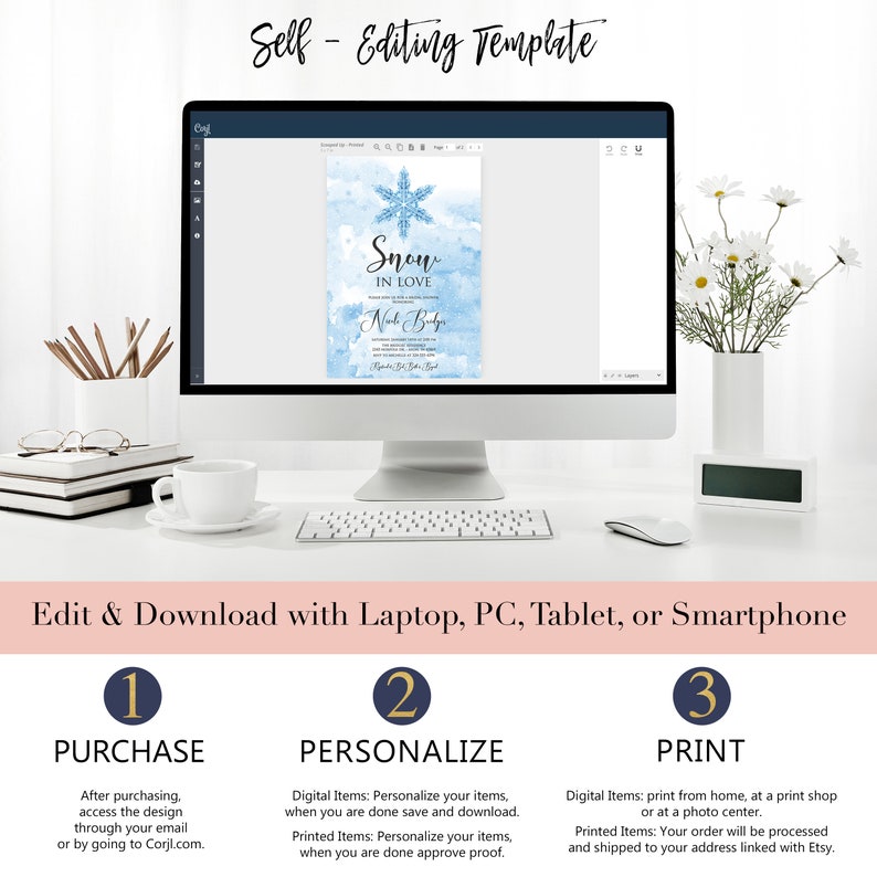 Snow in Love Bridal Shower Invitation | Winter Bridal Shower Invitation | Snowflake Bridal Shower Invite | Printed or Digital Bild 4