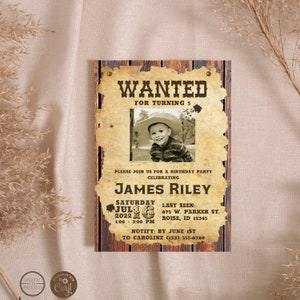 Western Birthday Invitation | Rustic Birthday Invitation | Boys Birthday Invite | Cowboy Birthday Invite | Western Photo | Wanted Poster