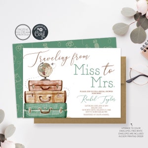 Traveling from Miss to Mrs Invitation | Traveling from Miss to Mrs Bridal Shower Invitation | Printed or Digital