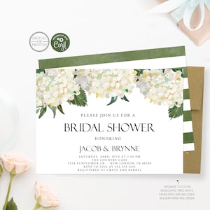 White Hydrangea Bridal Shower Invitation | Printed or Digital