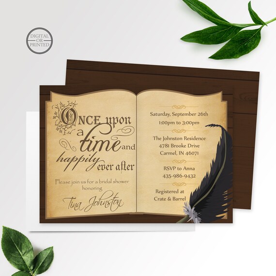 Story Book Bridal Invitation | Once Upon a Time Invitation | Book Themed Bridal Shower Invitation | Fairy Tale | Digital or Printed Il_570xn