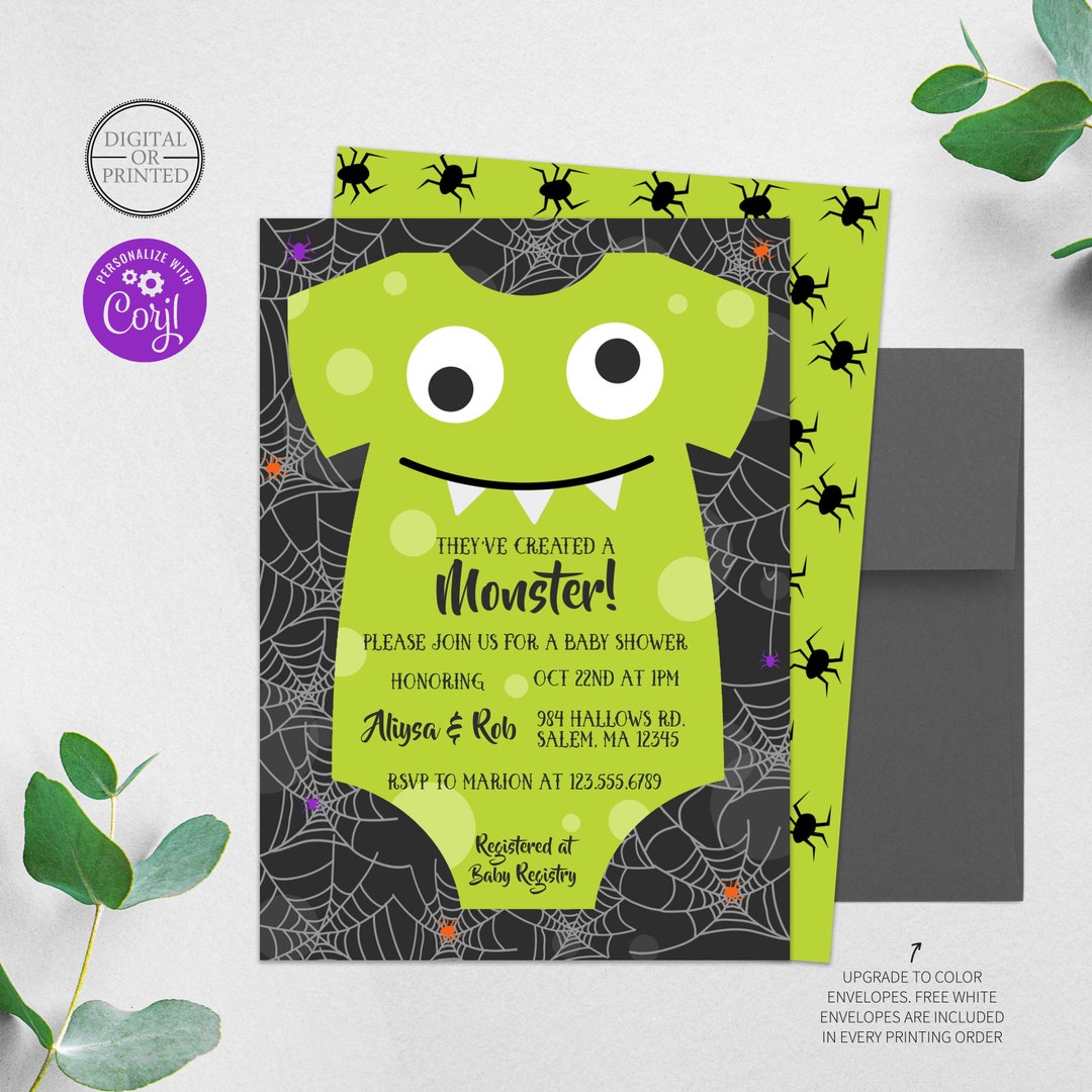 Halloween Baby Shower Invitation Monster Baby Shower Invite They've Created  a Monster A Little Monster on the Way Digital or Printed -  Canada