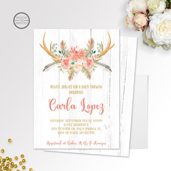 feather baby shower invitations