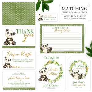 Panda Baby Shower Invitation, Greenery Animal Baby Shower Invite, Digital or Printed image 5
