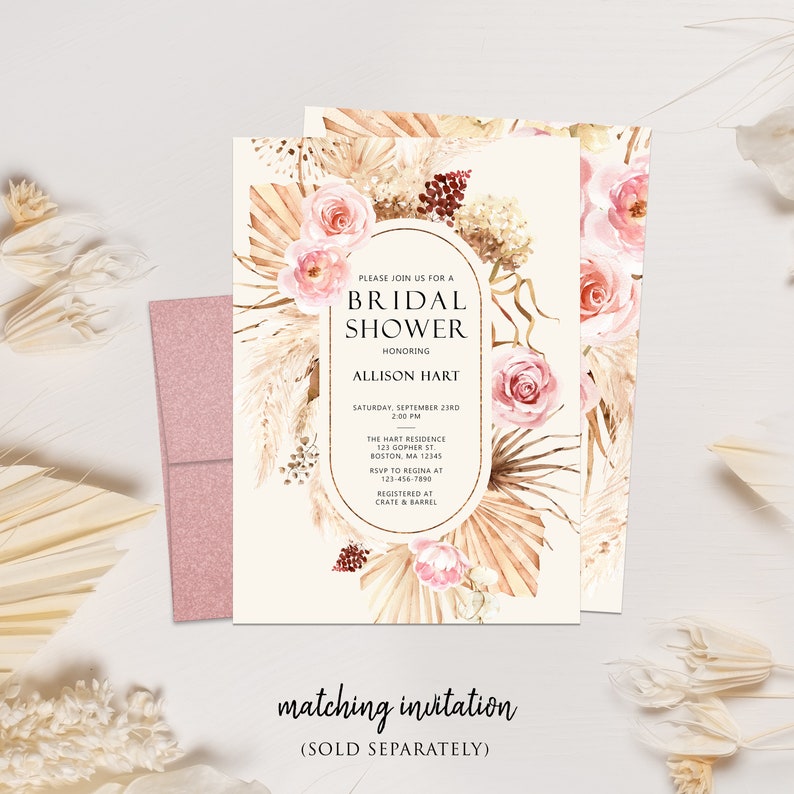 Boho Pampas Grass Favor Tags | Fall Floral Bridal Shower Favor Tag ...